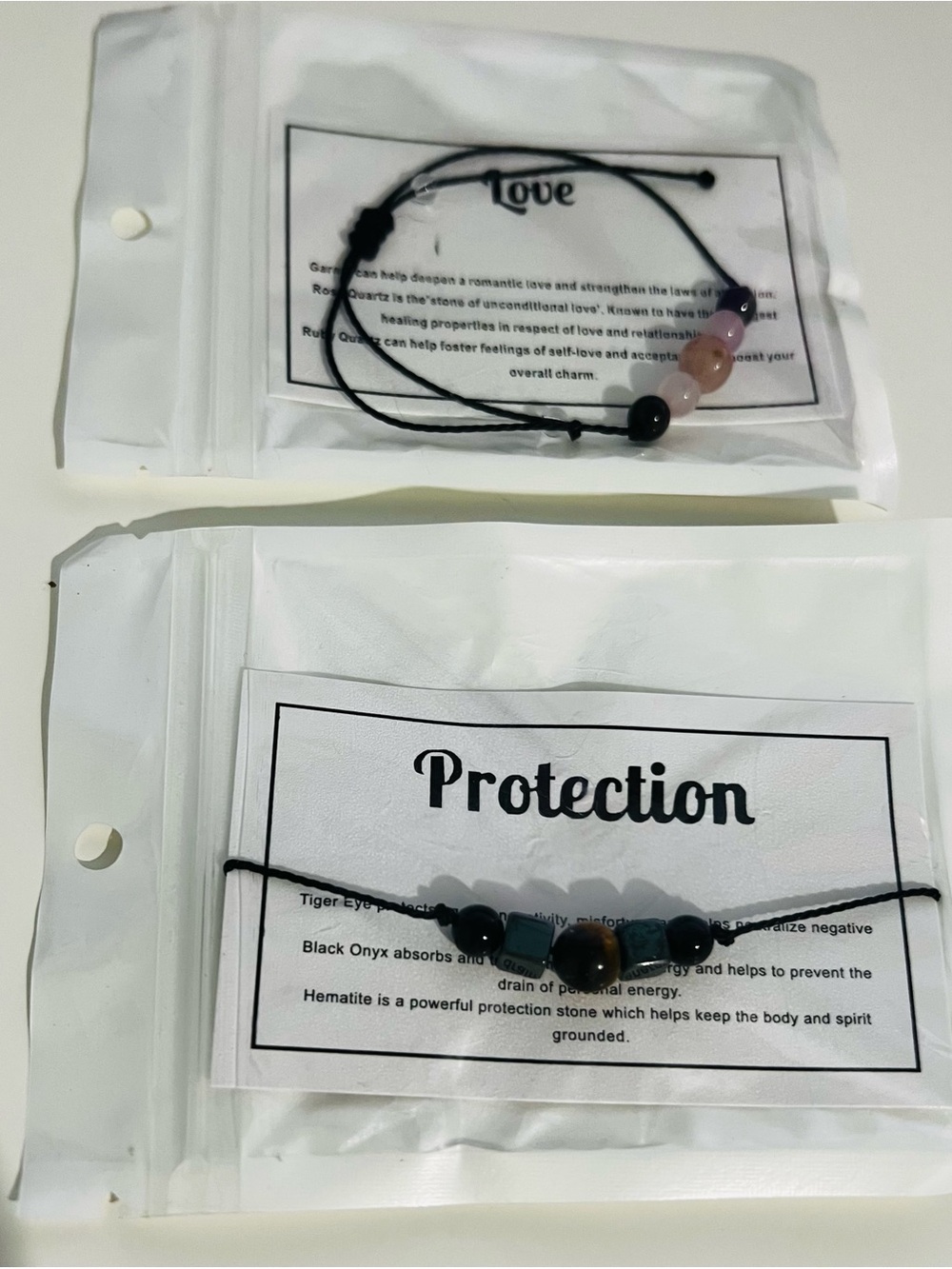 2 cord bracelets protection and love beaded adjustable
